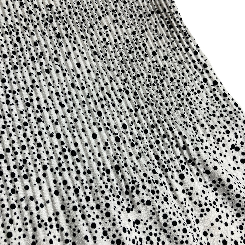 Adrianna Papell Blouse Women 1X White Polka Dot Ruffle Sleeve Smocked Top Plisse - Picture 8 of 12